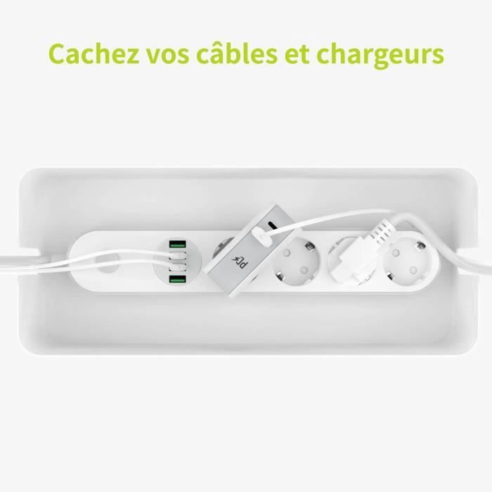 Acropaq boîte cache câble l (32 x 13 x 13 cm)- cache multiprise, boîte rangement câble- boîte multiprise- polystyrène-blanc