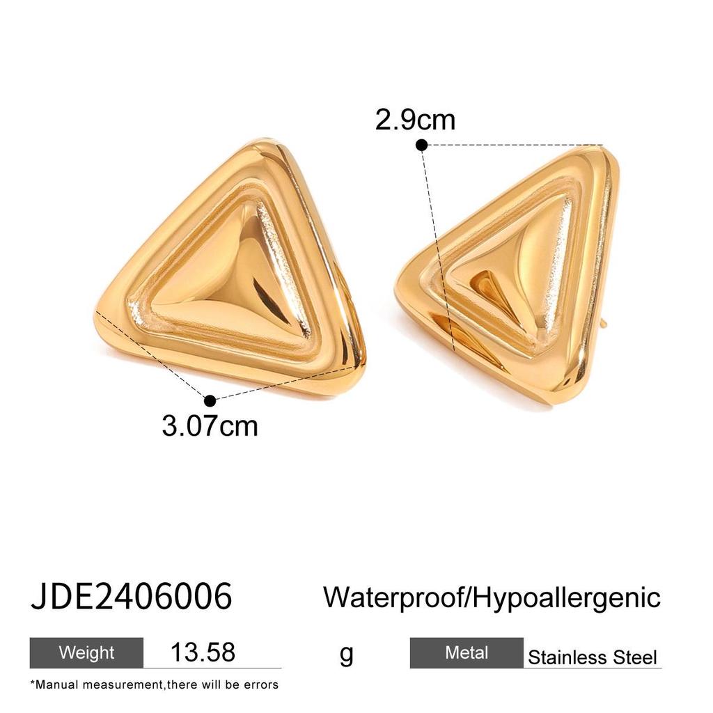 Chubby Triangle Earrings: 18k Gold Stainless Steel, Non-Fading, Hypoallergenic Jewelry