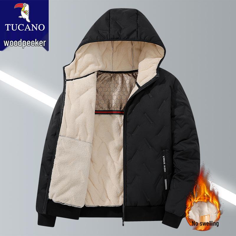 

Men s Fleece-Lined Winter Cotton Coat - Thickened, Warm Hooded Jacket for Middle-aged & Elderly Outdoor Workwear 4XL