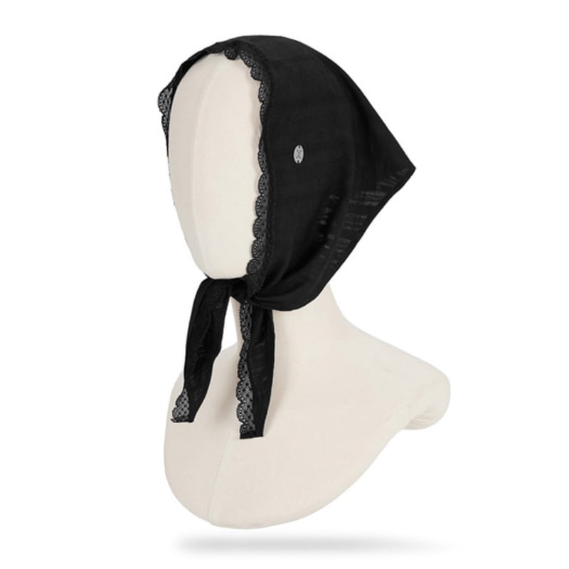 VARZAR VA Curved Oval Metal Lace Bandana Black