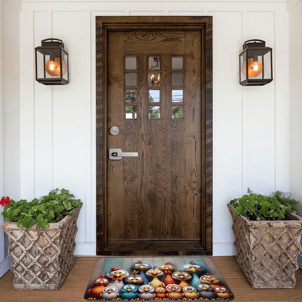 Festive Funny Big-Eyed Chick Family Design Front Floor Door Entrance Mats Indoor  Kitchen Bath Doormat Living Room Carpet Rug