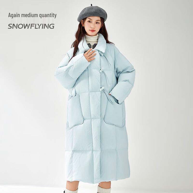 SNOWFLYING Women's Long Over-Knee Duck Down Winter Coat