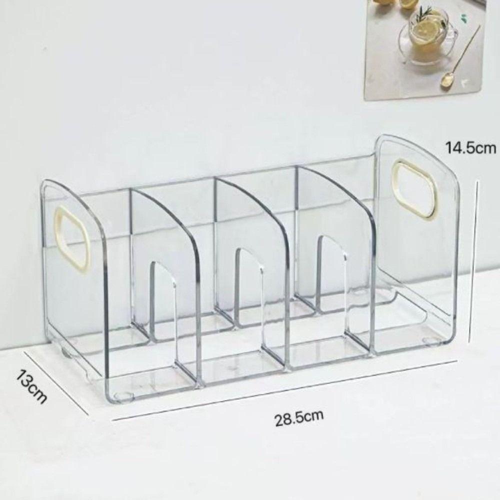 Clear Acrylic Divided Book Stand with Handle Desktop Sorting Rack Desktop Book Holder  Student