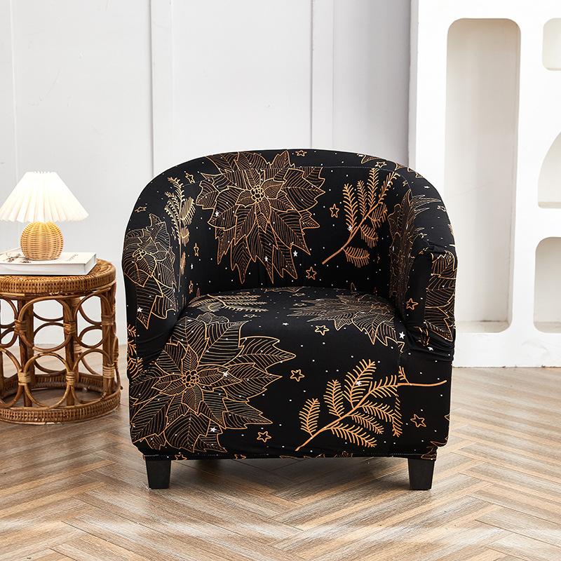 

Elastic Printed Semi-circular Sofa Cover Internet Cafe Sand Cafe Hotel Leisure Booth Full-inclusive Single Sofa Chair Cover 65*60 cm