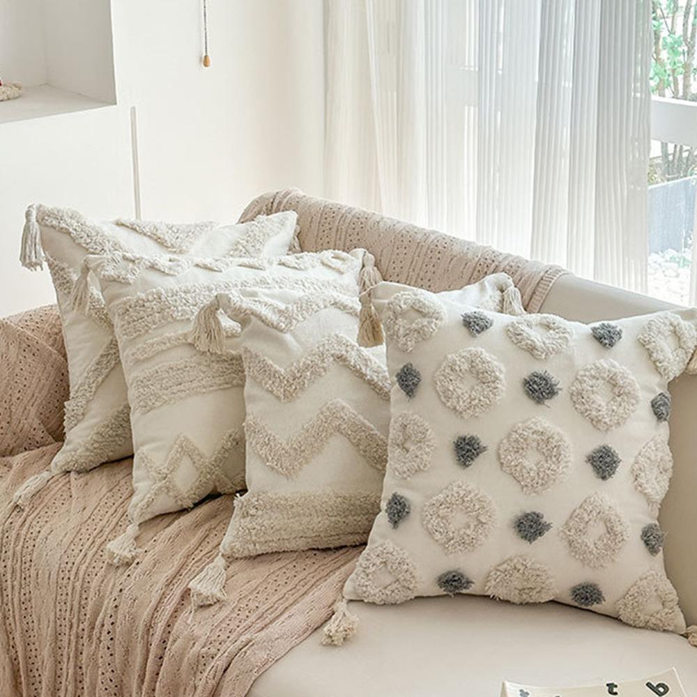 45x45cm Bohemian Canvas Throw Pillow Cover Cojines Tufted Living Room Decor Bedroom Headboard Cushion Covers Sofa Pillowcase