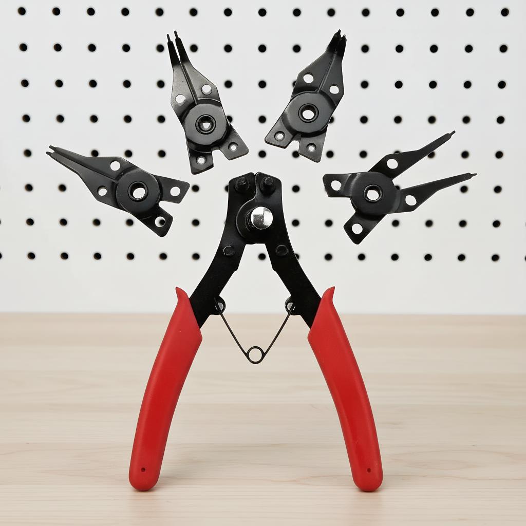 

4-in-1 Circlip Pliers Set Snap Ring Pliers Multi Crimp Removable Plier Head Retaining Circlip Pliers Hand Tools Multifunctional красный