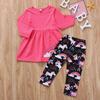 Kids Baby Girls Unicorn Top Dress+Long Pants Leggings Clothes Xams Outfit Set