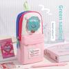 Korean Style Striped Stationery Bag With Large Capacity For Girls And Students