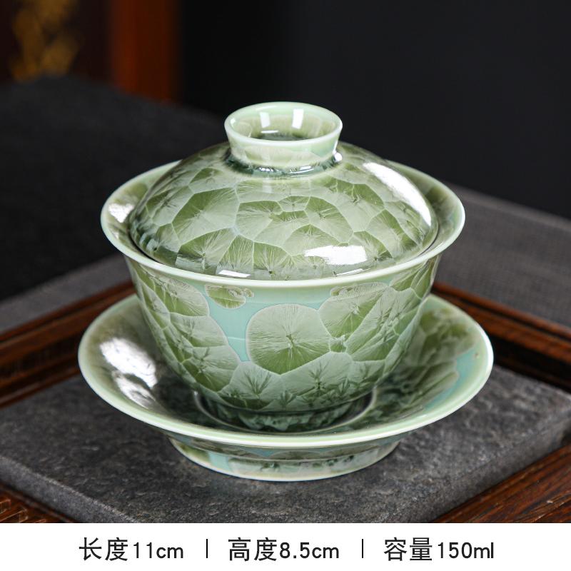 1pcs Ceramic Sancai Cover Bowl High End Household Heat-resistant Tea Bowl Chinese Tea Cup Tea Cup with Lid Teaset Accessories