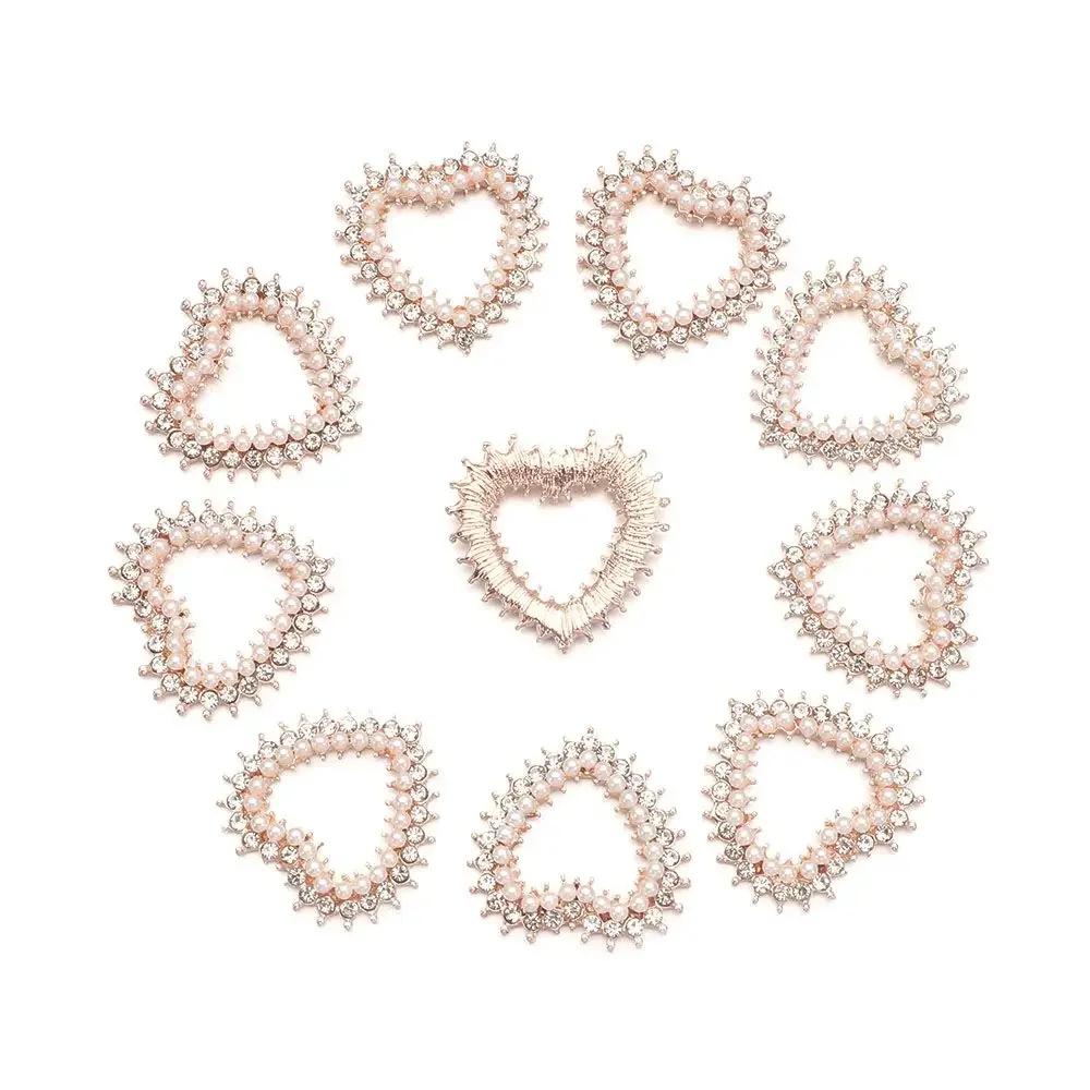 10Pcs Sparkling Hat Apparel Accessories Flower-shaped Rhinestone Buttons Pearl Hairpins Headwear Clip Pearl Button DIY Craft