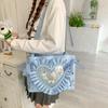 New sweet and cool two-dimensional transparent shoulder bag love lace large-capacity handbag