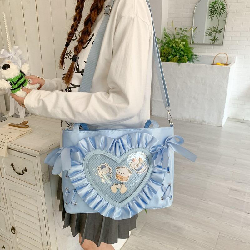 New Sweet and Cool Two-dimensional Transparent Shoulder Bag Love Lace Large-capacity Handbag