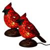 Cardinals Table Lamp Resin Red Bird Night Light for Bedside Living Room Christmas Decor