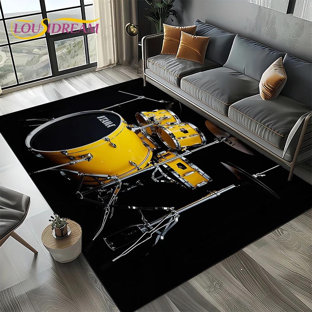 3D Music Instruments Drum Kit Drum Set Carpet Rug for Living Room Bedroom Home Sofa Decoration,Kids Area Rug Non-slip Floor Mat