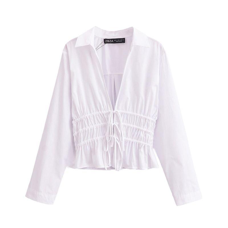 

Kaslead New Arrival Women s Fashion Style Stylish Simple and Versatile Long Sleeve Trench Coat Fabric Shirt 8467002 White L