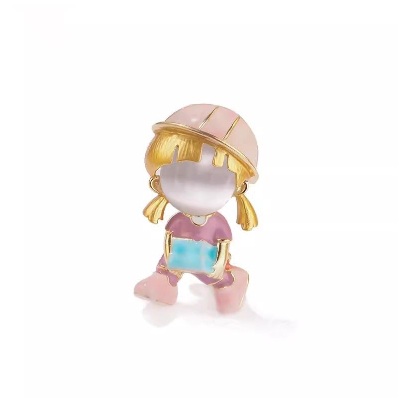 Niedliche Cartoon-Brosche für ein tropfendes Mädchen, modischer und vielseitiger Anstecker für Anzüge, Designgefühl und Nischen-Korsagen-Accessoire