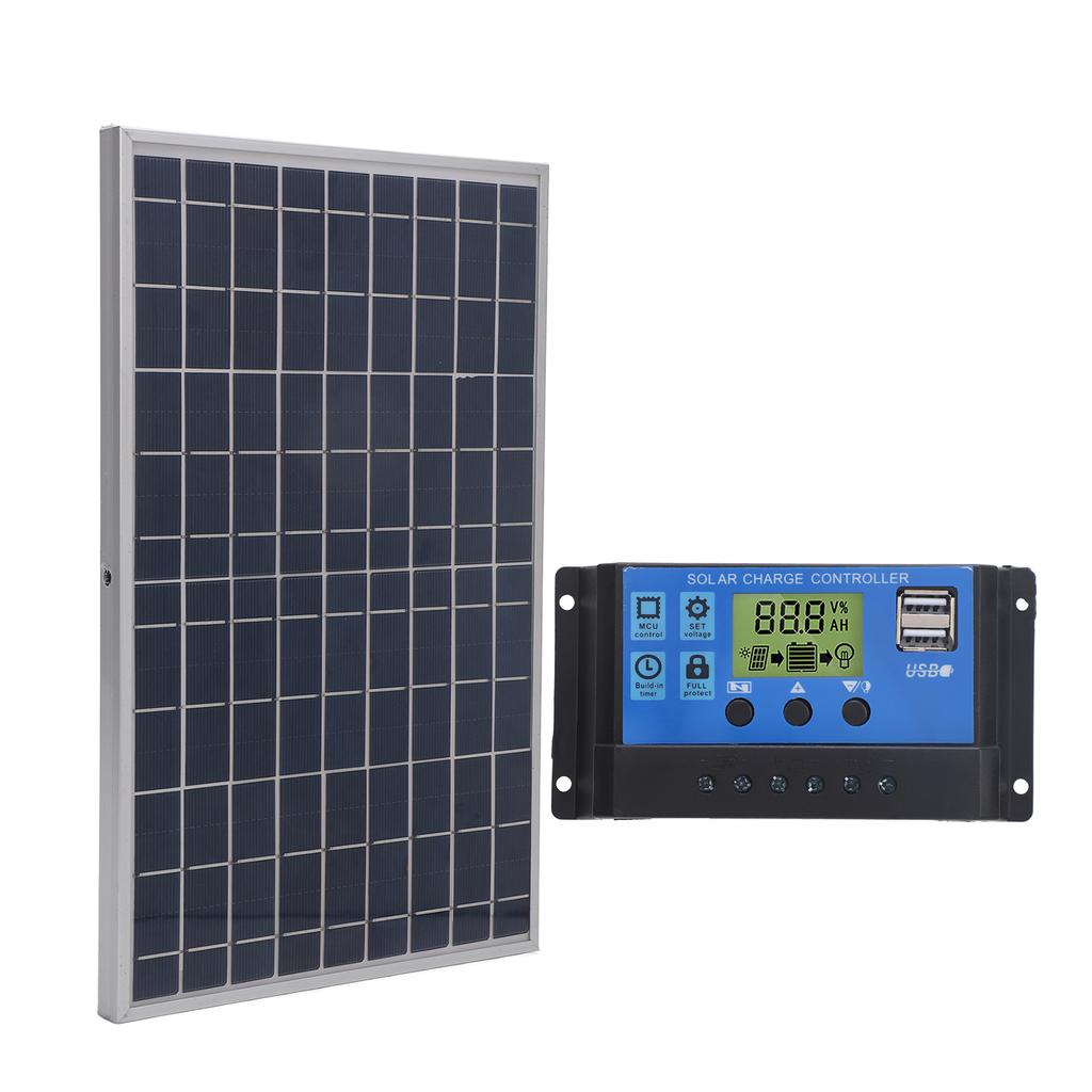 Solar Panel 10W 12V Polycrystalline IP65 Waterproof Portable 30A Solar Charge Controller for Outdoor