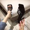 2024 Summer Open Toe High Heel Female Thin Heel Sandal Slip on Mesh Women Slippers Hollow Out Slides Sexy Pumps