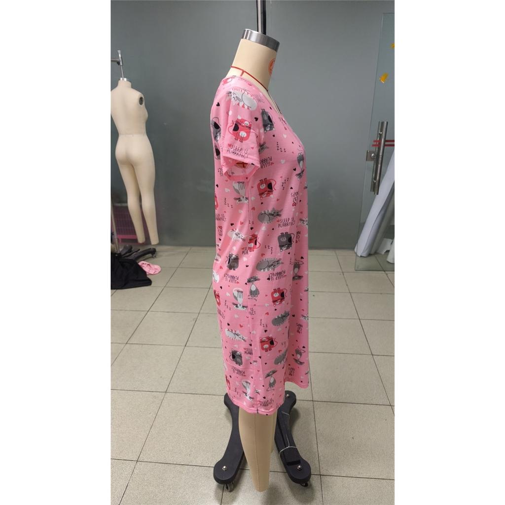 Women's Home Pajamas Casual Printed Round Neck Knee-length Dress