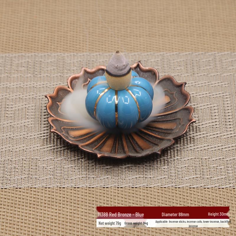 Seven-Color Ceramic Zen Incense Burner Tray with Sandalwood Coil Holder