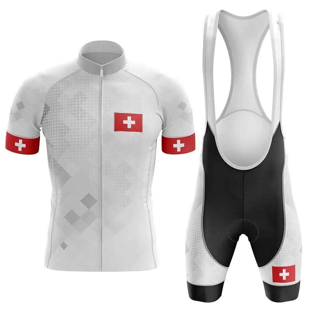 Set Maglia da Ciclismo Rossa Svizzera per Uomo, Tuta Sportiva Degradé per Mountain Bike, Abbigliamento Sportivo Estivo, 2026