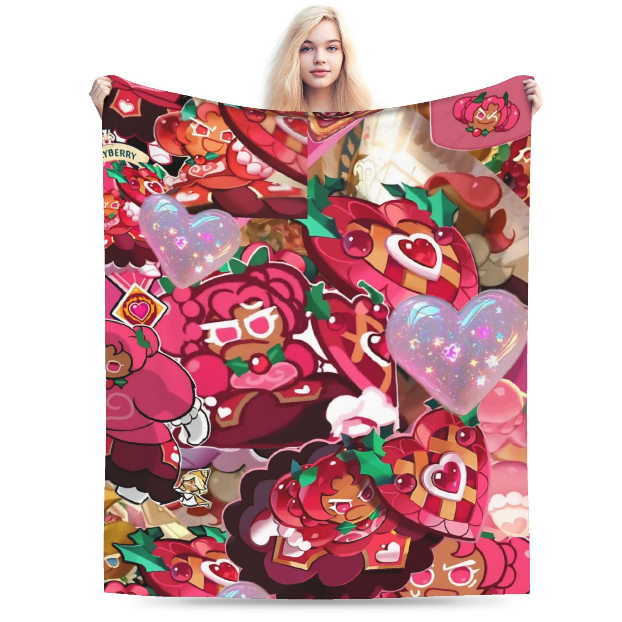 Hollyberry Cookie Blanket Fleece Print Cookie Run Kingdom Portable Super Soft Throw Blanket for Sofa Car Bedspreads 75X95CM