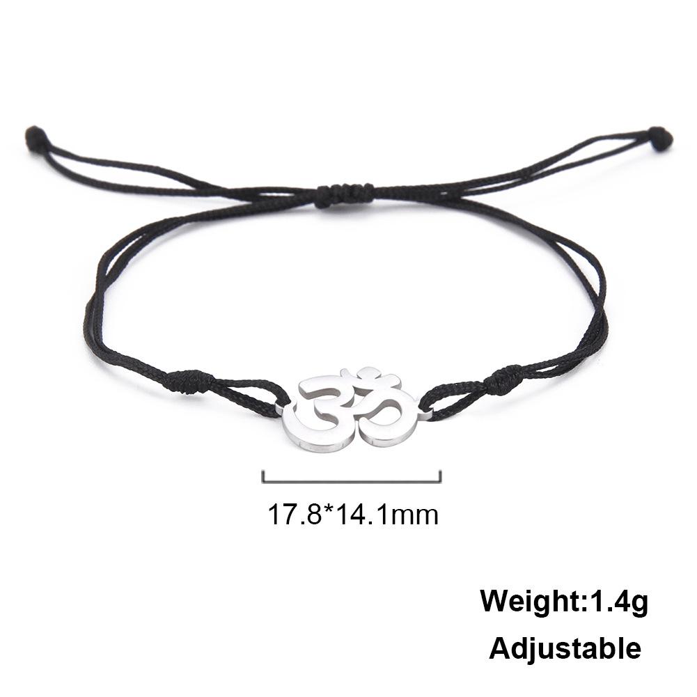 Titanium Steel Gold Plated Yoga OM Symbol Pendant Necklace Box Chain Bracelet Set Fashion Unisex Jewelry
