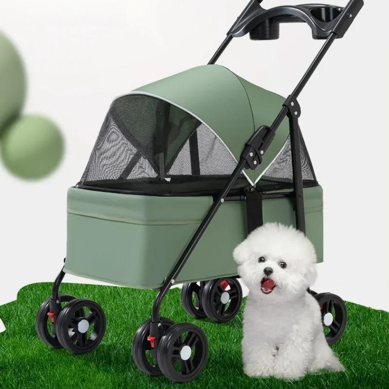 Lightweight Pet Transporter Cat Puppy Stroller Small and Medium Pet Stroller Outdoor Travel Breathable Cat Dog Stroller