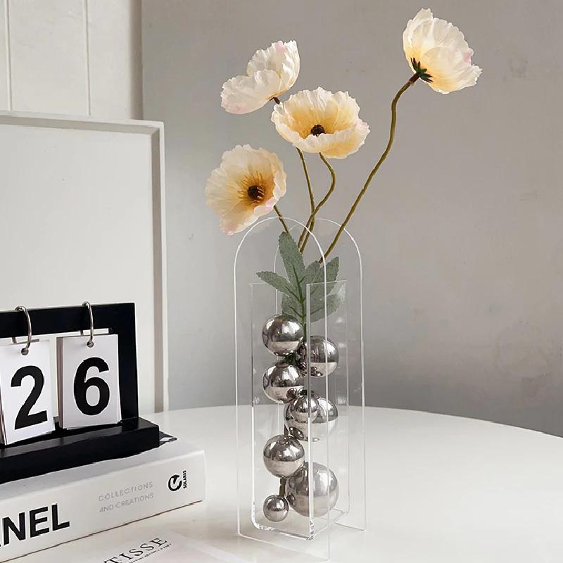 Acrylic Transparent Box Vase Desk Decorative Ornaments Spherical Crafts Room Abstract Art Decoration Geometric Decoration