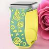 Two-Color Silicone Rose Flower Strap for Apple Watch (Series 1-10) - Floral Rose Carved Design