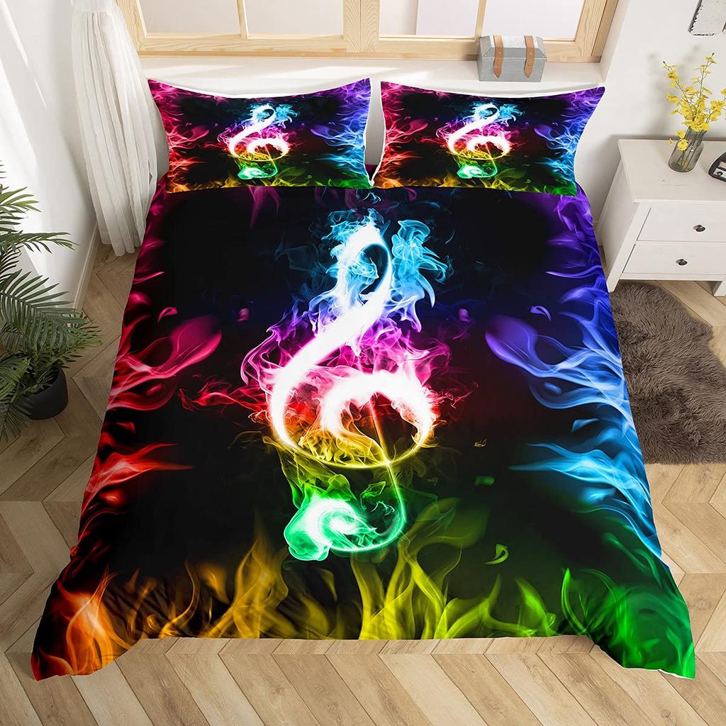 Guitar Bedding Set Punk Rock Music Duvet Cover Set For Kids Teens Boys Young Man Rotating Musical Instrument Comforter Cover
