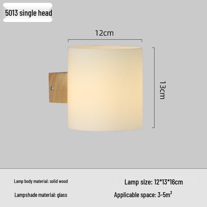 Solid Wood Glass Wall Lamp for Bedroom, Living Room, or Study - Chinese Art and European Style