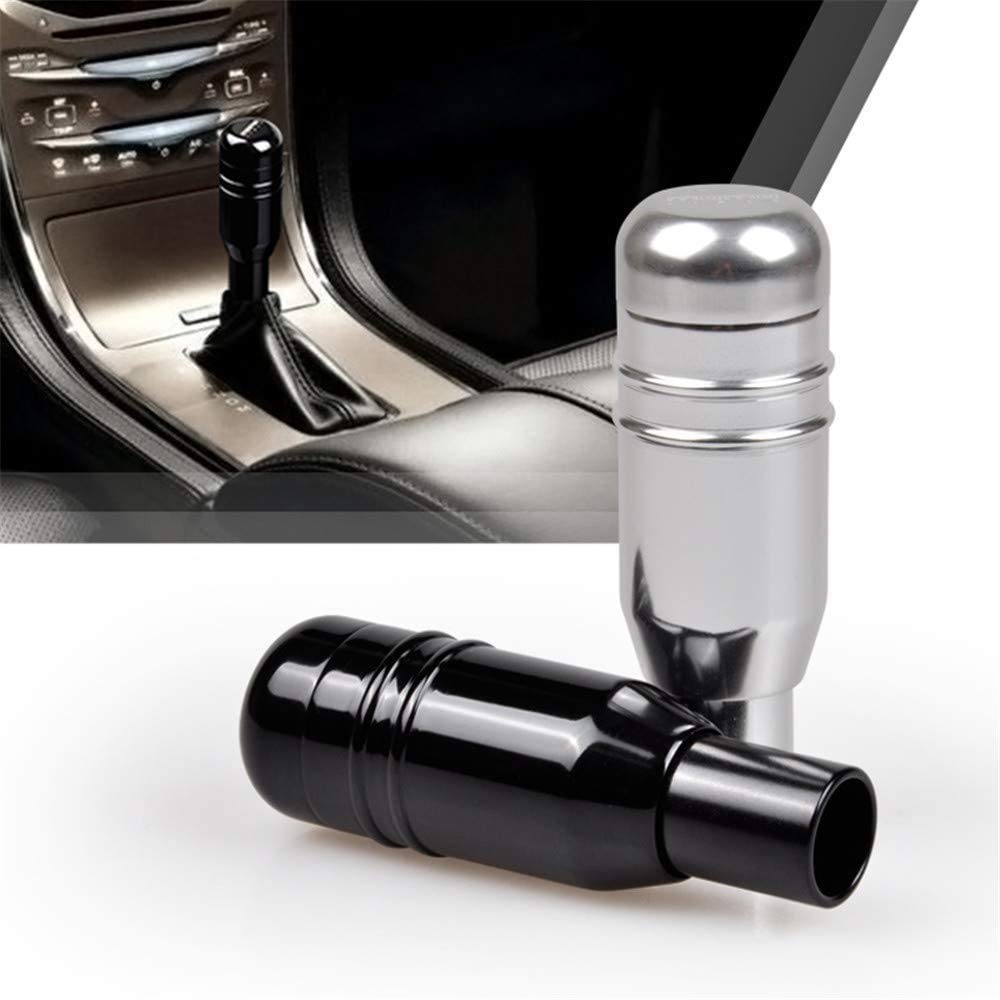 Bestmaple Black Push Type Universal Car Accessories Aluminum AT Shift Knob Silver for Car (Black)