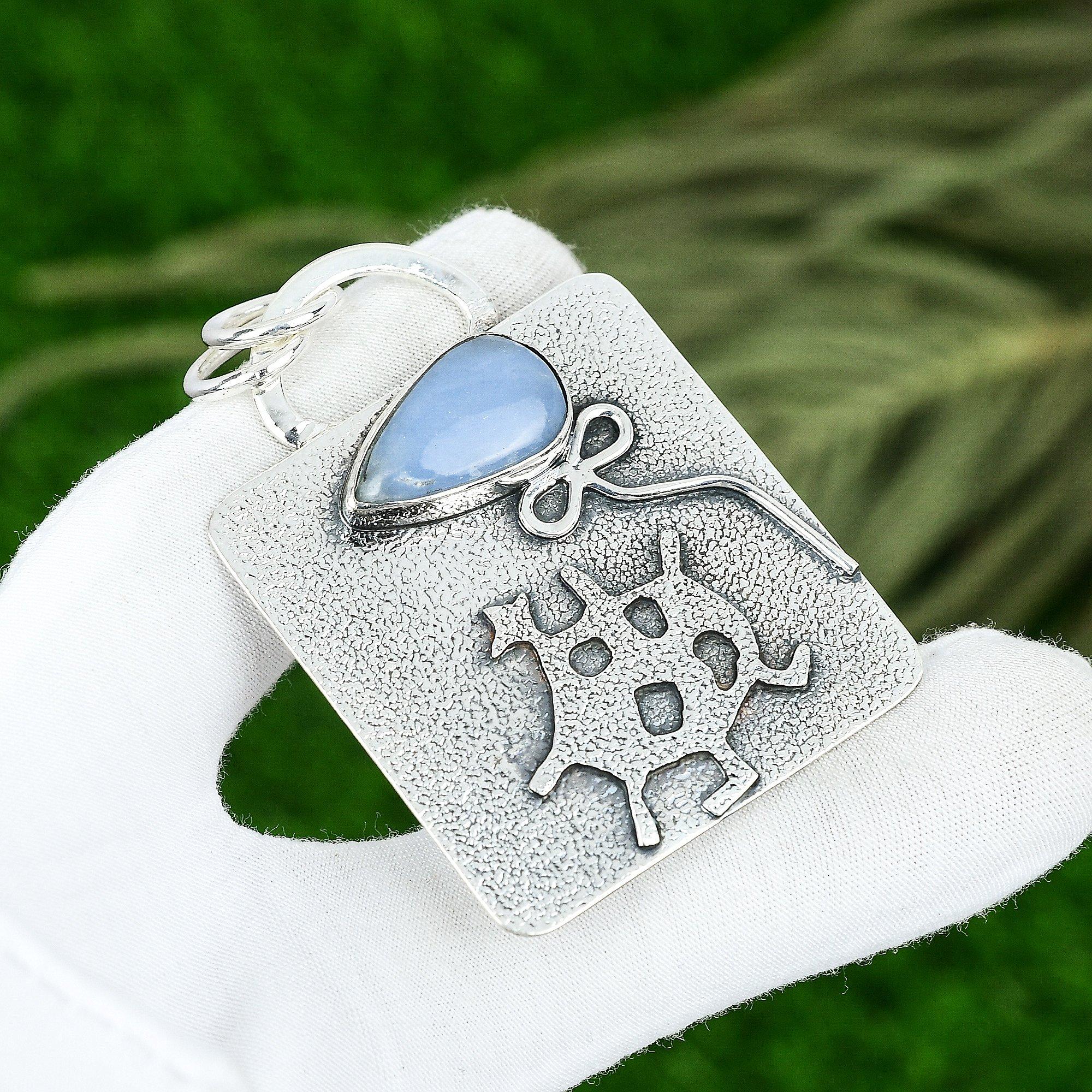 

Friendship Day Deal Owyhee Blue Opal Gemstone 925 Sterling Silver Bezel Pendant