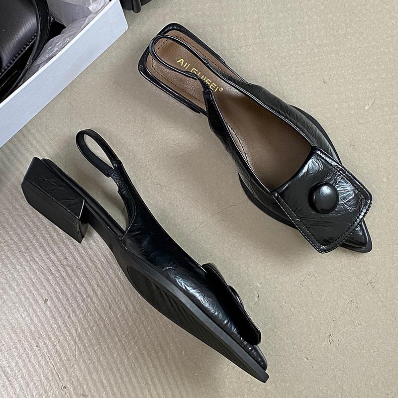 Fashion Fashion Shallow Women Low Heel Sandals Shoes 2025 Female Slip On Footwear Slingbacks Pointed Toe Ladies 3cm Heel Sandals Shoes