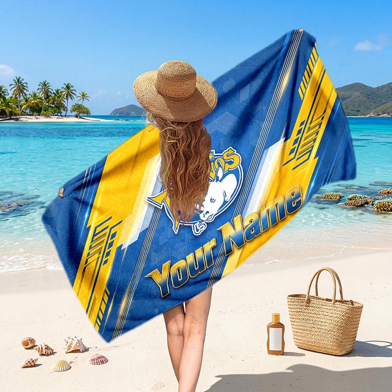 Leeds Rhinos Customized Name Text Beach Towel, Soft Absorbent Towel Beach Pool Travel Personal Gift