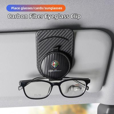 Auto Koolstofvezel Clip Zonneklep Clip-On Zonnebril Voor 4C 159 Spider Giulia Giulietta 156 Tonale Mito 147 8C GT