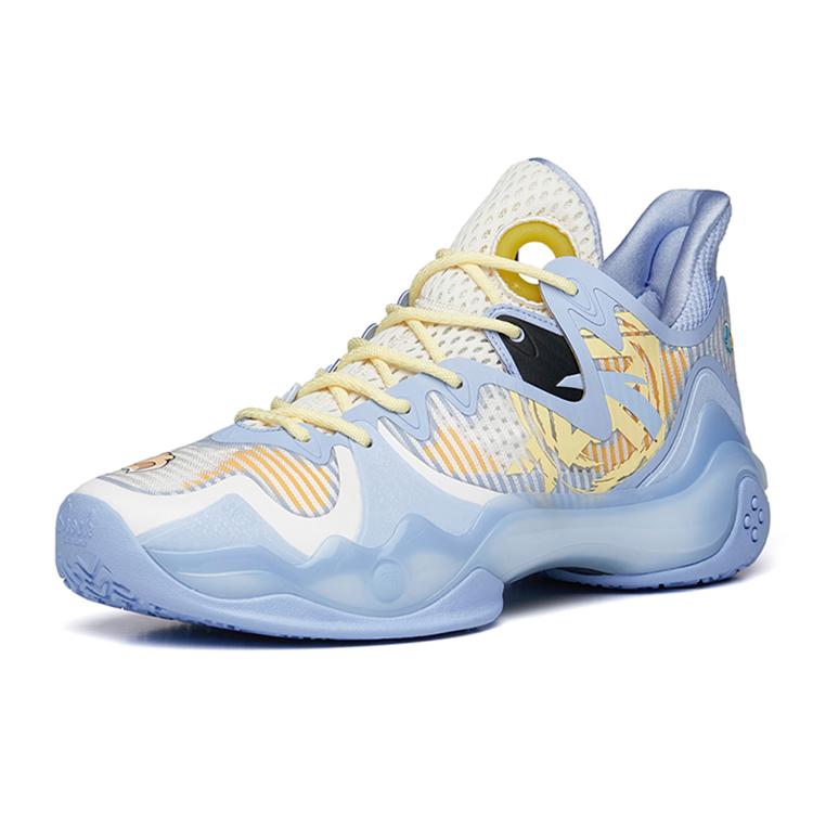 New Anta Shock Wave 4 Gourmet Limited Snail Paste Durable Breathable Low Top Basketball Shoes Men's Blue Yellow 112231106-12