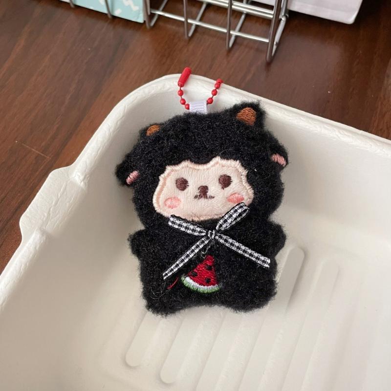 Soft Fluffy Plush Sheep Keychains Cute Embroidery Fruit Bow Design Great For Backpack Decor Gifts For Kids And Friends