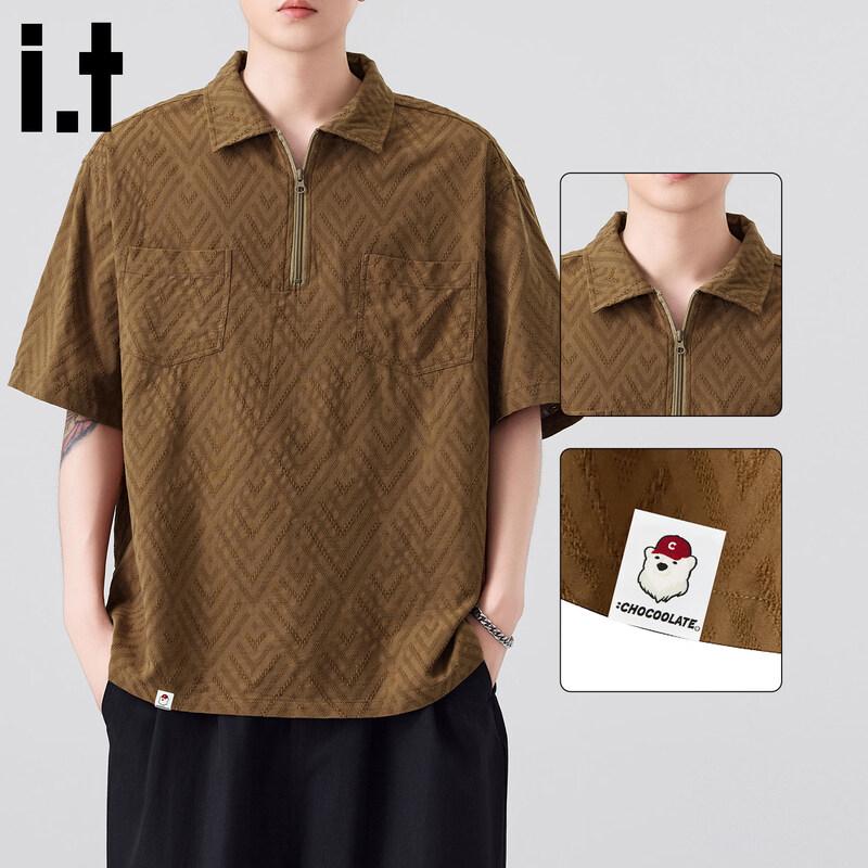 CHOCOOLATE Men s Retro Textured Cotton Polo Shirt XL
