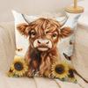 Cute Highland Cow Cushion Cover Soft Plush Fabric DoubleSided Printed Cushion Covers for All Seasons Modern HomeDecor Gift