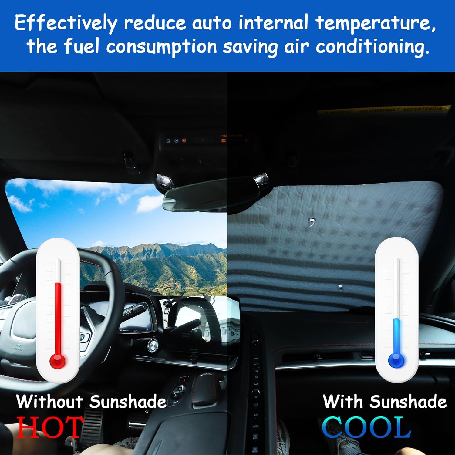 

Windshield Sunshade Fit for Chevrolet Corvette C8 2020-2025, Folding Car Sun Shade for Front Window, Auto Sun Protection Visors Blocks UV Rays and