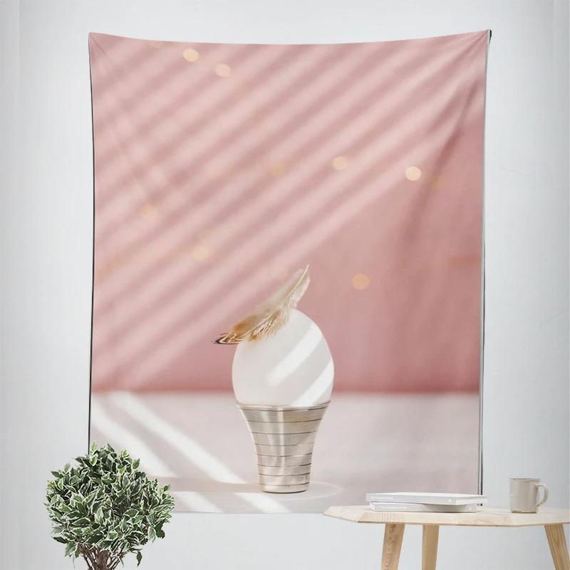 Pink Flowers Butterfly Decorative Tapestry Home Wall Decor Office Living Room Tapestry