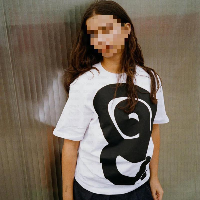 European and American simple and fashionable street style summer hand-painted pattern men's and women's T-shirt