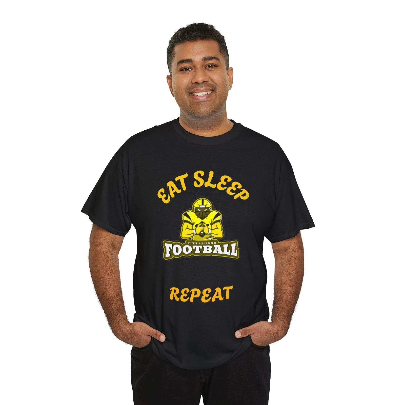 Pittsburgh Football Eat Sleep Repeat T-Shirt Sports Gift for a Steeler Dad 2XL