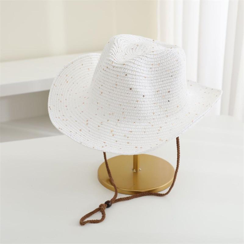 Cowboy Straw Hat With Wide Brim For Summer Outdoor Sunshade And Casual Wear