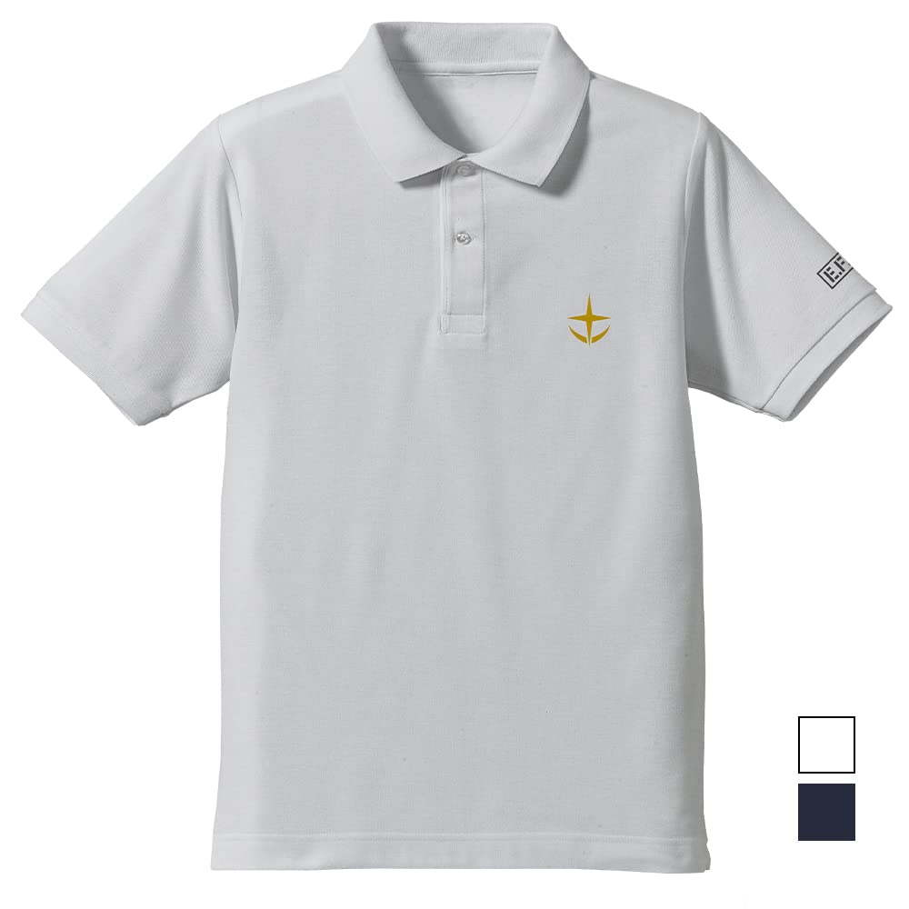 Nijigen Cospa Mobile Suit Gundam Earth Federation Forces Embroidered Polo Shirt, White, Size XL, Cotton and Polyester