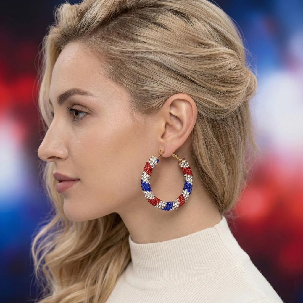 Fashion And Creative Independence Day Star Glitter Earrings