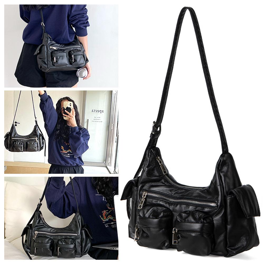 Women Retro Shoulder Bag Large Capacity PU Satchel Sling Bag Versatile Top Handle Bag Crossbody Hobo Bag Girl Stylish Purse