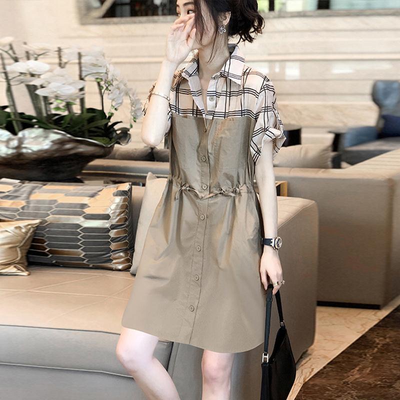 Women s Petite Plaid Patchwork Jumpsuit - Summer 2026 Casual Wide-Leg Shorts Set S (Recommended for under 95 jin)